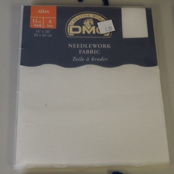 Vintage Cross Stitch Fabric Lot (set of 4) Cotton White 11 Count AIDA Needlework - Picture 2 of 10